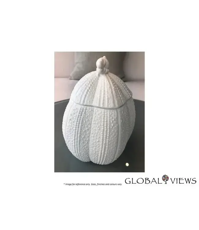 URCHIN POT WITH LID- BISQUE WHITE.