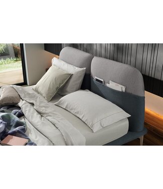NOVALUNA TAHITI QUEEN BED BLUE/LIGHT GREY FABRIC.
