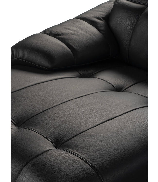 GIANO SECTIONAL (VC 410+G07) - BLACK LEATHER; ONE RECLINING SEAT WITH MATTE BLACK METAL LEGS