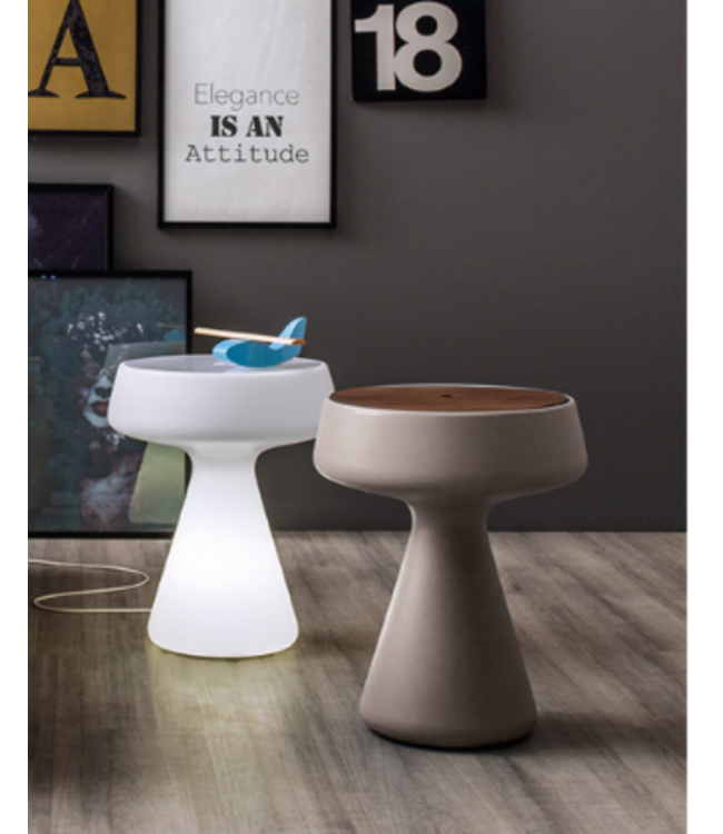 MAKI SIDE TABLE LIGHT - WHITE WITH TRANSPARENT TOP