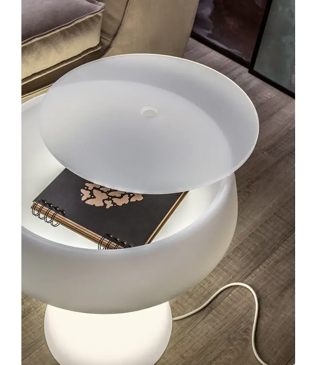 MAKI SIDE TABLE LIGHT - WHITE WITH TRANSPARENT TOP