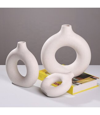WESTHILL INTERIORS RING SHAPE ART VASE SET OF THREE - MATTE WHITE