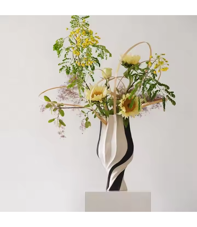 WHITE VASE WITH BLACK STRAP