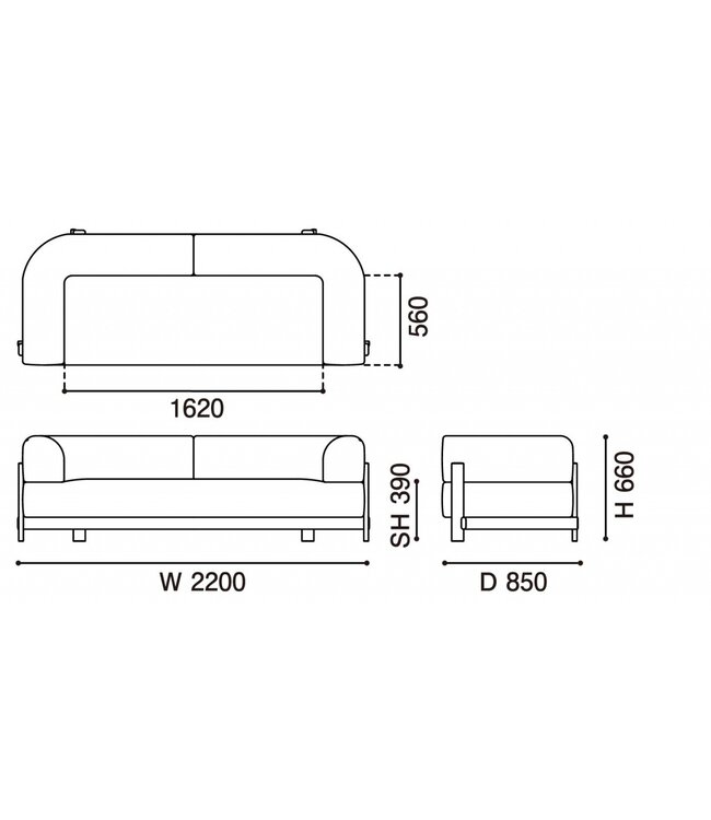 ELEPHANT SOFA 3-SEATER WITH ARM