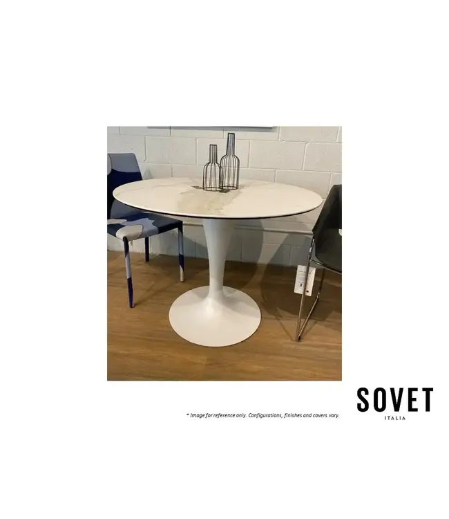 FLUTE ROUND DINING TABLE D39.5/CALACATTO CERAMIC.