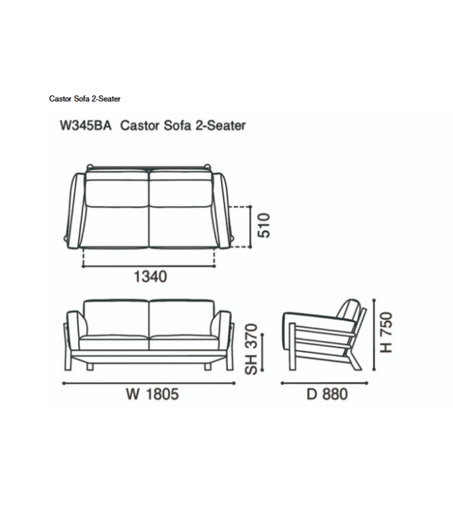 CASTOR SOFA 2 SEATER