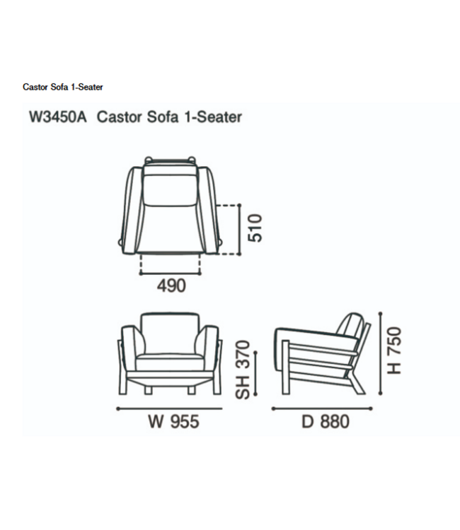 CASTOR SOFA 1 SEATER