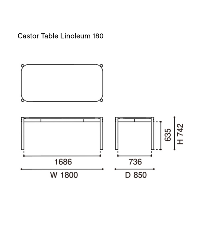 CASTOR TABLE LINOLEUM