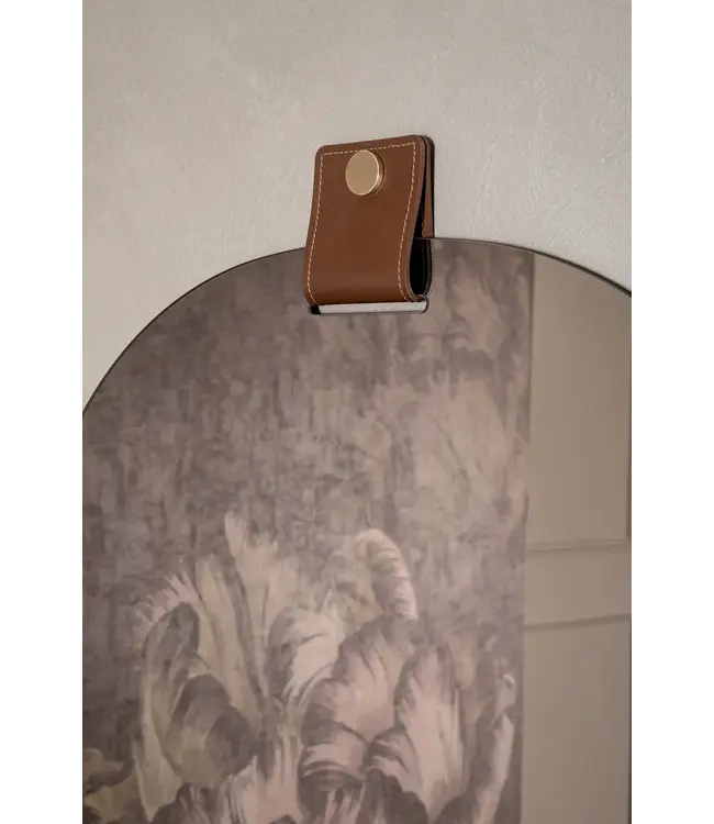 BELTY MIRROR - LG COGNAC LEATHER SILVER MIRROR