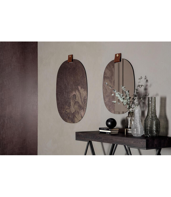 BELTY MIRROR - SM 64 X 88CM COGNAC LEATHER SILVER MIRROR
