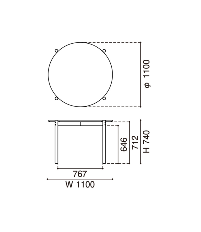 CASTOR TABLE ROUND 110