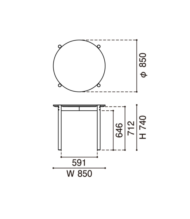 CASTOR TABLE ROUND 85