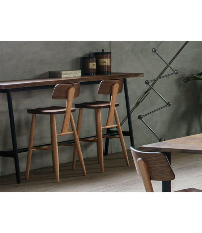 CHIEKO  STOOL - WALNUT AND RED OAK