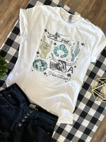 The Walking A Western Collage Turquoise Tee