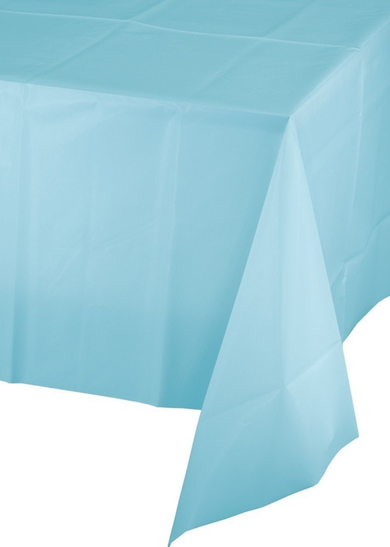 PASTEL BLUE PLASTIC LINED TABLE COVER