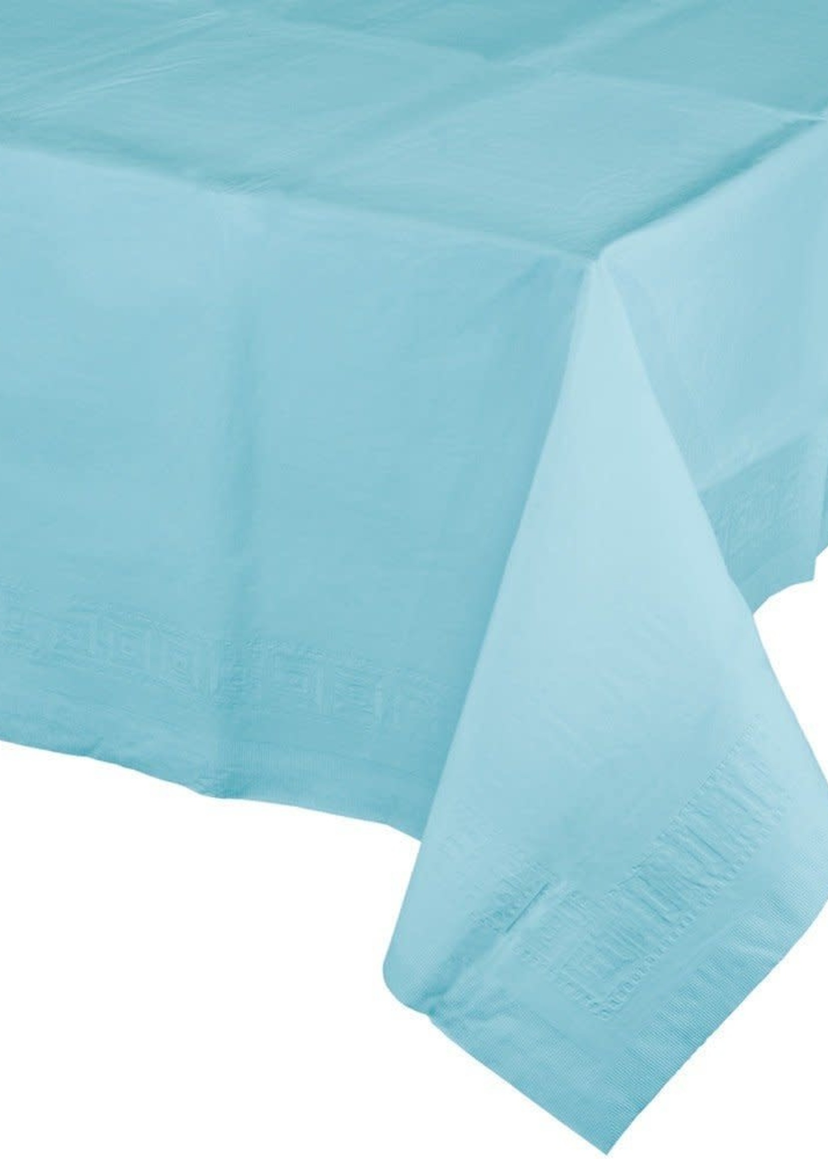PASTEL BLUE PLASTIC LINED TABLE COVER