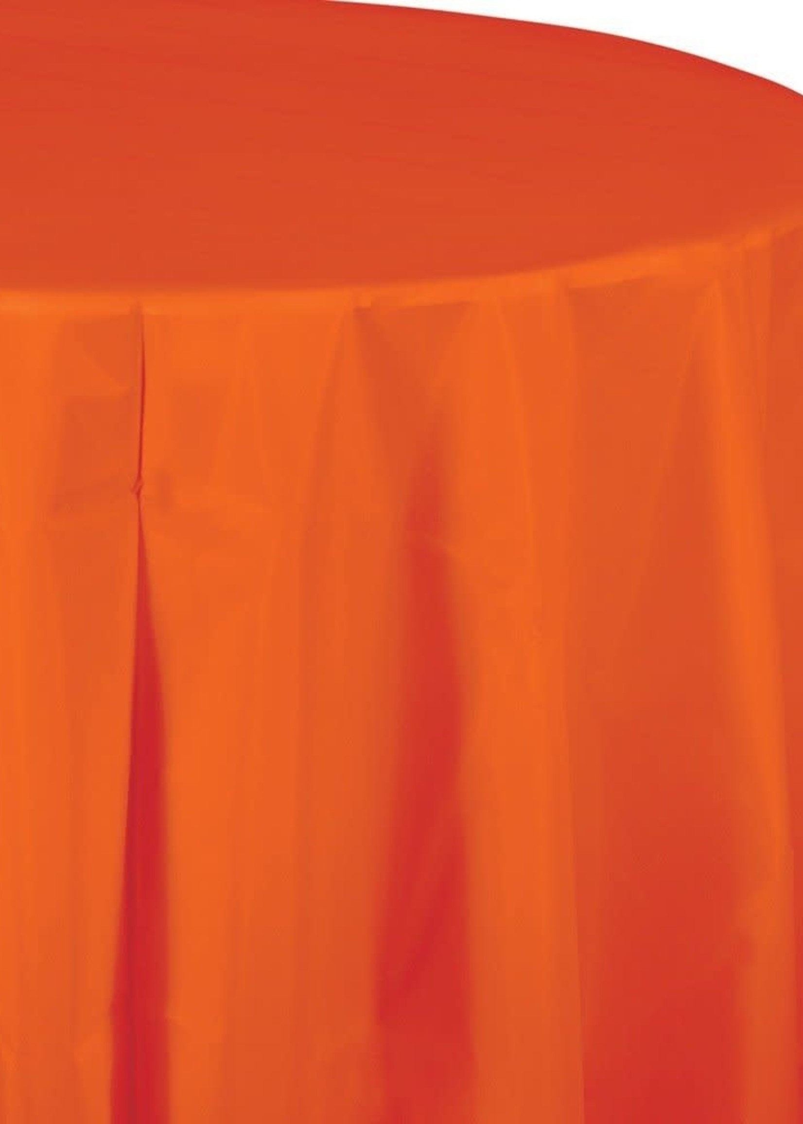 SUNKISSED ORANGE ROUND PLASTIC TABLECOVER