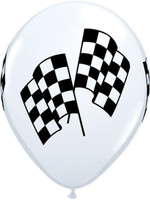 RACE FLAG LATEX BALLOON WHITE