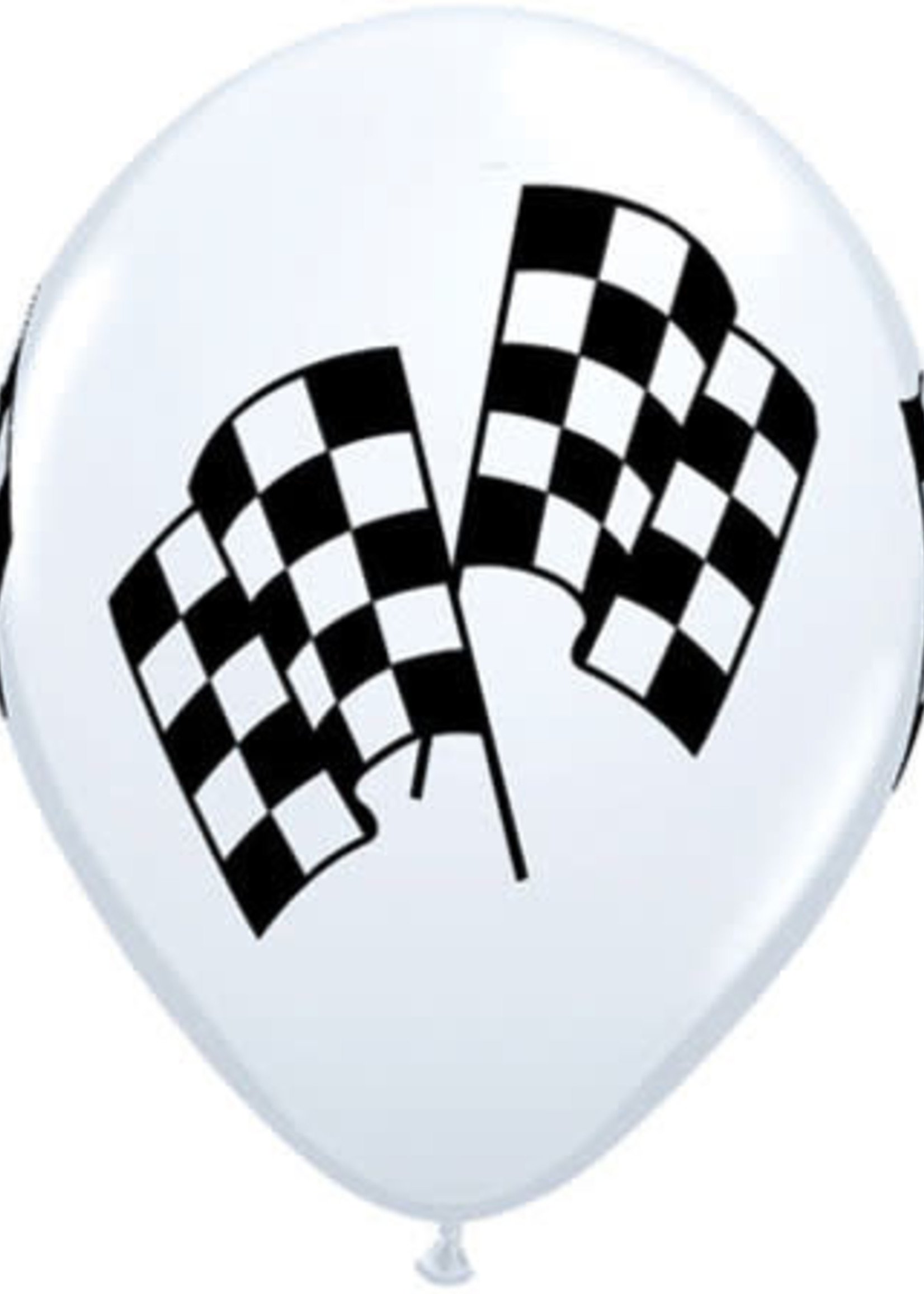 RACE FLAG LATEX BALLOON WHITE