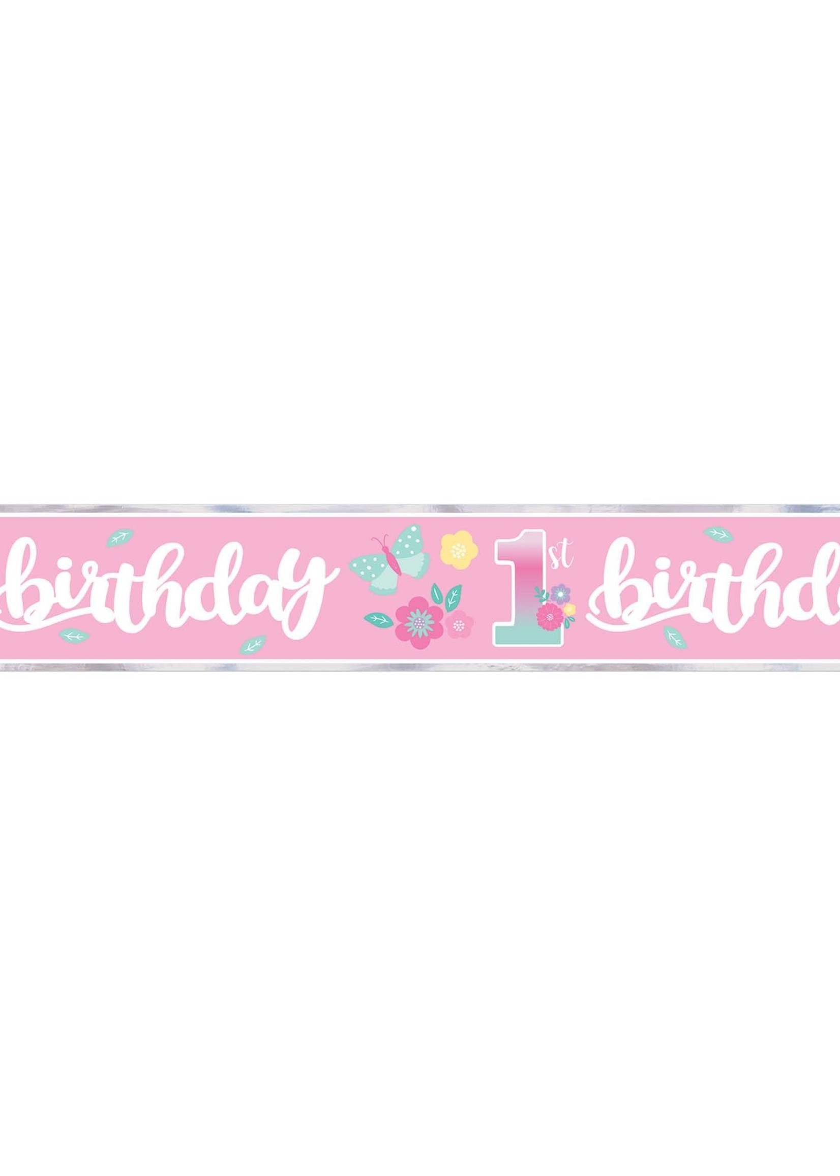 Butterfly Garden 1st Birthday Foil banner