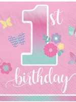 Butterfly Garden 1st Birthday Luncheon Napkins