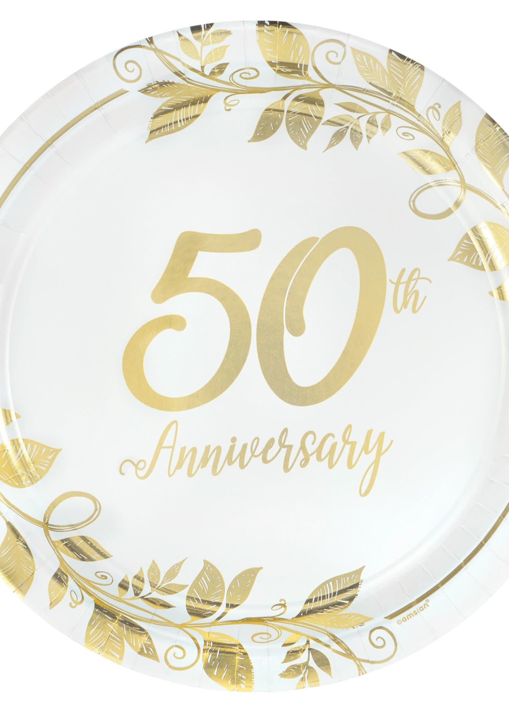 Happy 50th Anniversary 7" Round Metallic Plates