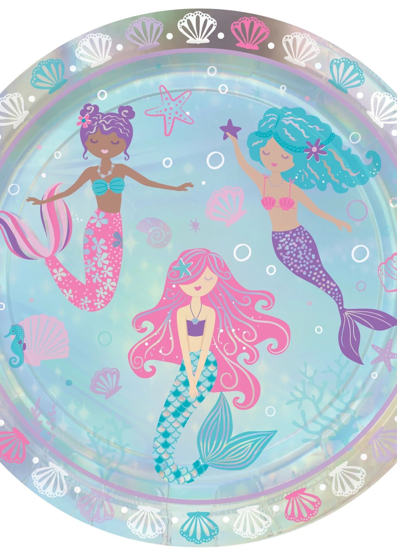Shimmering Mermaids 9" Iridescent Round Plates