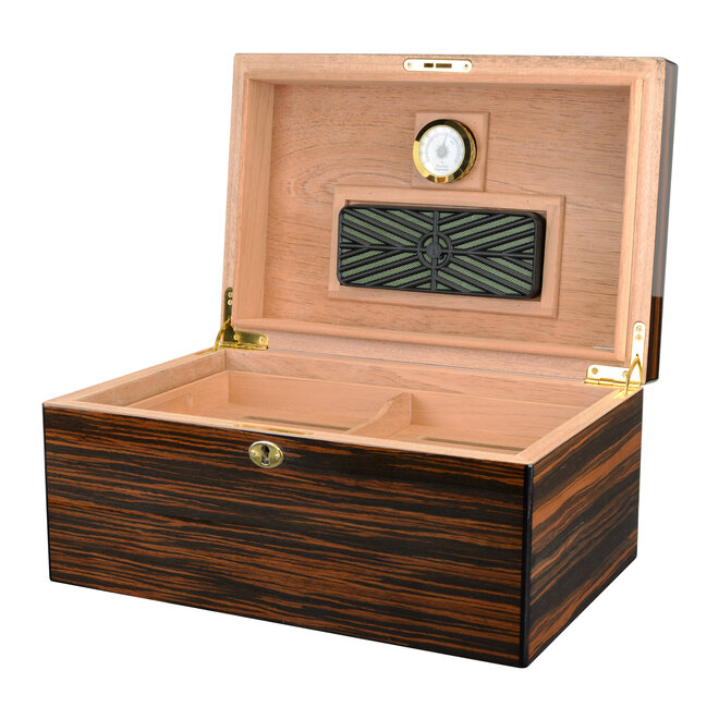 Bourbon Street High Lacquer Ebony Humidor 65-100 Cigar Capacity BOURBONST-125