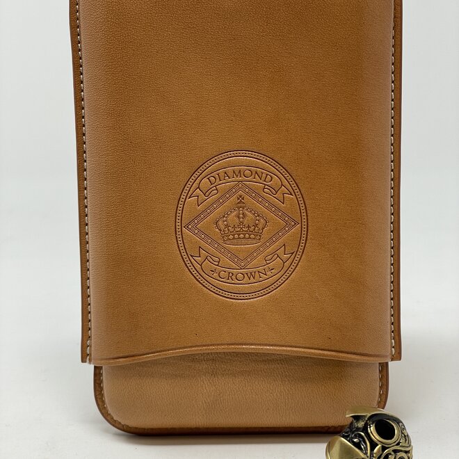 Diamond Crown Leather Robusto Case - Tan
