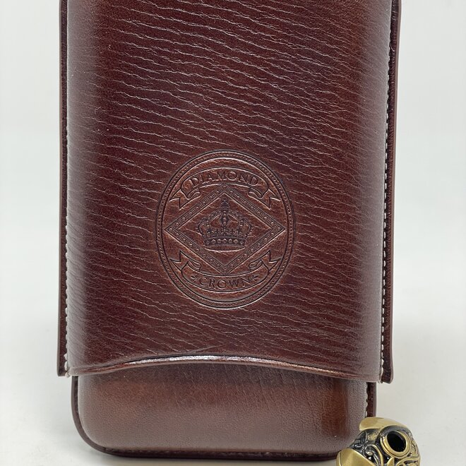 Diamond Crown Leather Robusto Case - Chocolate