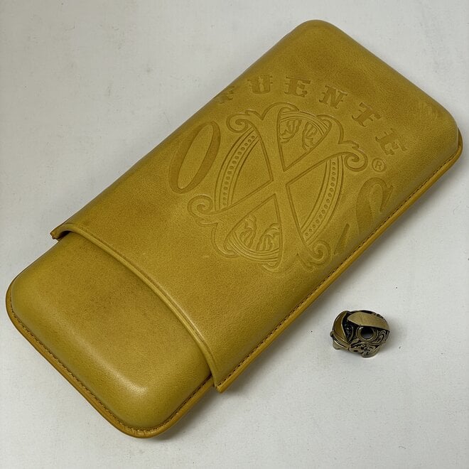 OXS The Opus X Society - Yellow Spanish Nobuk Leather 3 Cigar Case