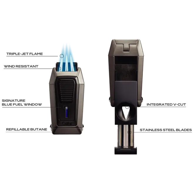 Colibri Triple Jet Quantum V-Cut Lighter Navy LI970C7