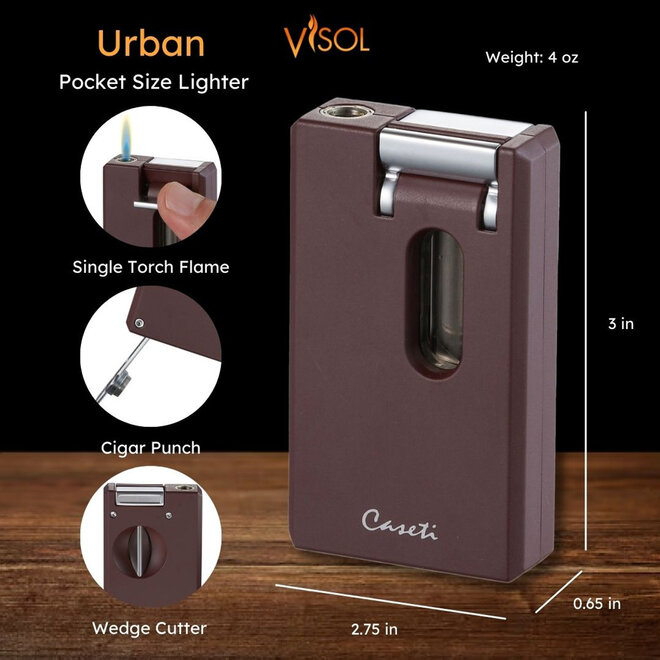 Caseti Urban Lighter V-Cutter Burgundy