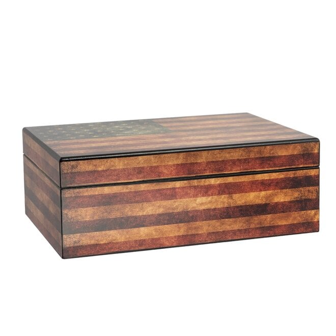 Old Glory Humidor 40-70 Cigar Capacity With Boveda Seasoning Kit HUM-HS-25OG-BOV