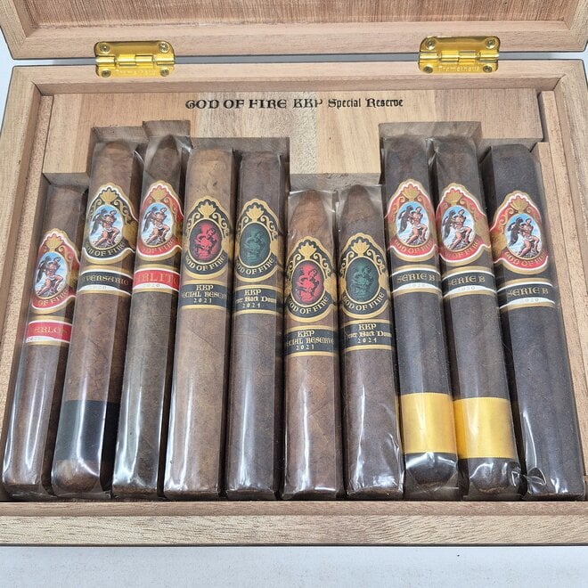 GOF KKP Special Reserve Assortment of 10 Cigars in Macassar  Humidor