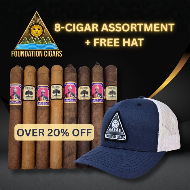 Foundation 8 Cigar Assortment + Hat