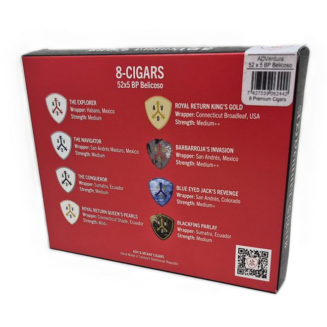 Adventura Captain's Collection of 8 Box Pressed Belicosos