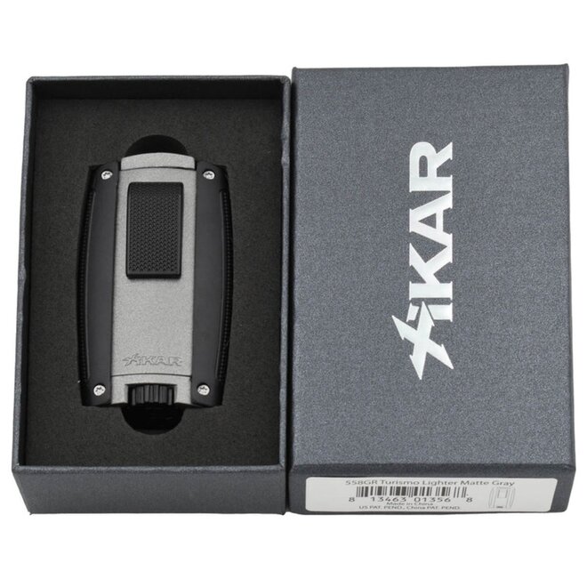 Xikar Turismo Double Jet Flame Lighter, Matte Gray XI-558GR