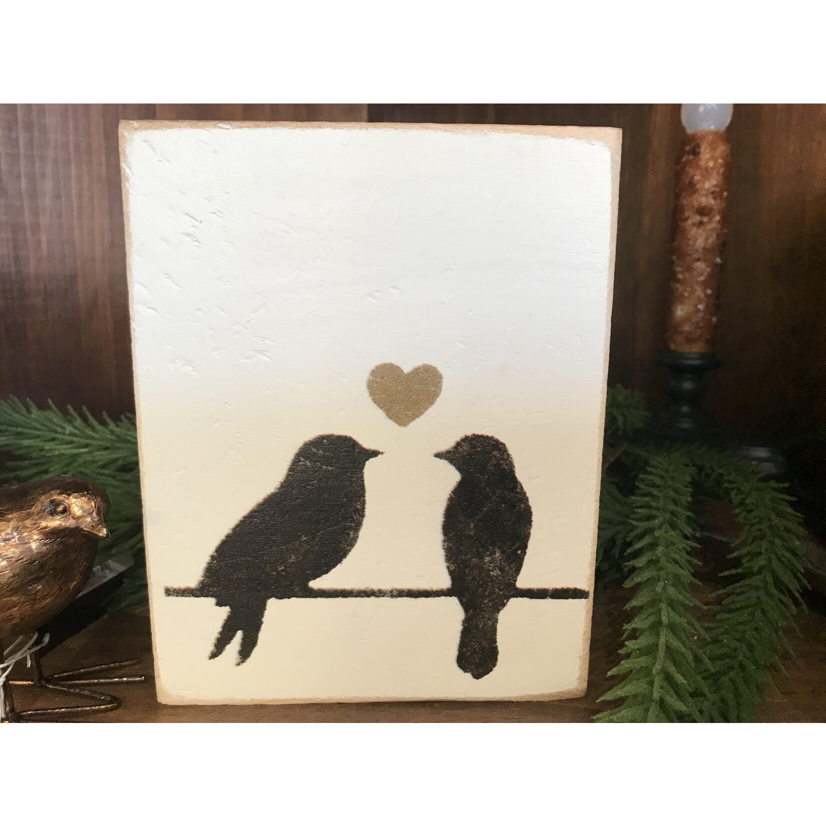 Rustic Marlin Love Birds Sign