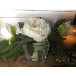Cream Peony Glass Arrangement