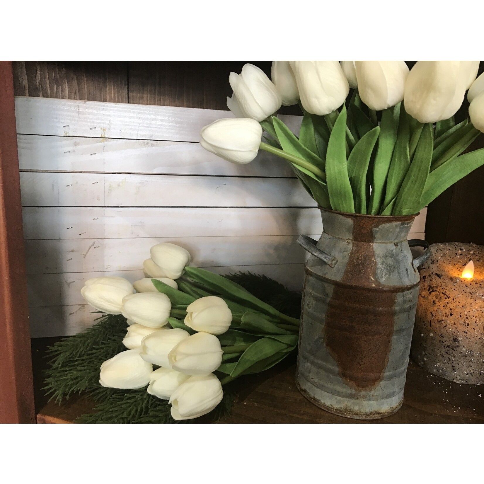 White Real Touch Tulip Bouquet