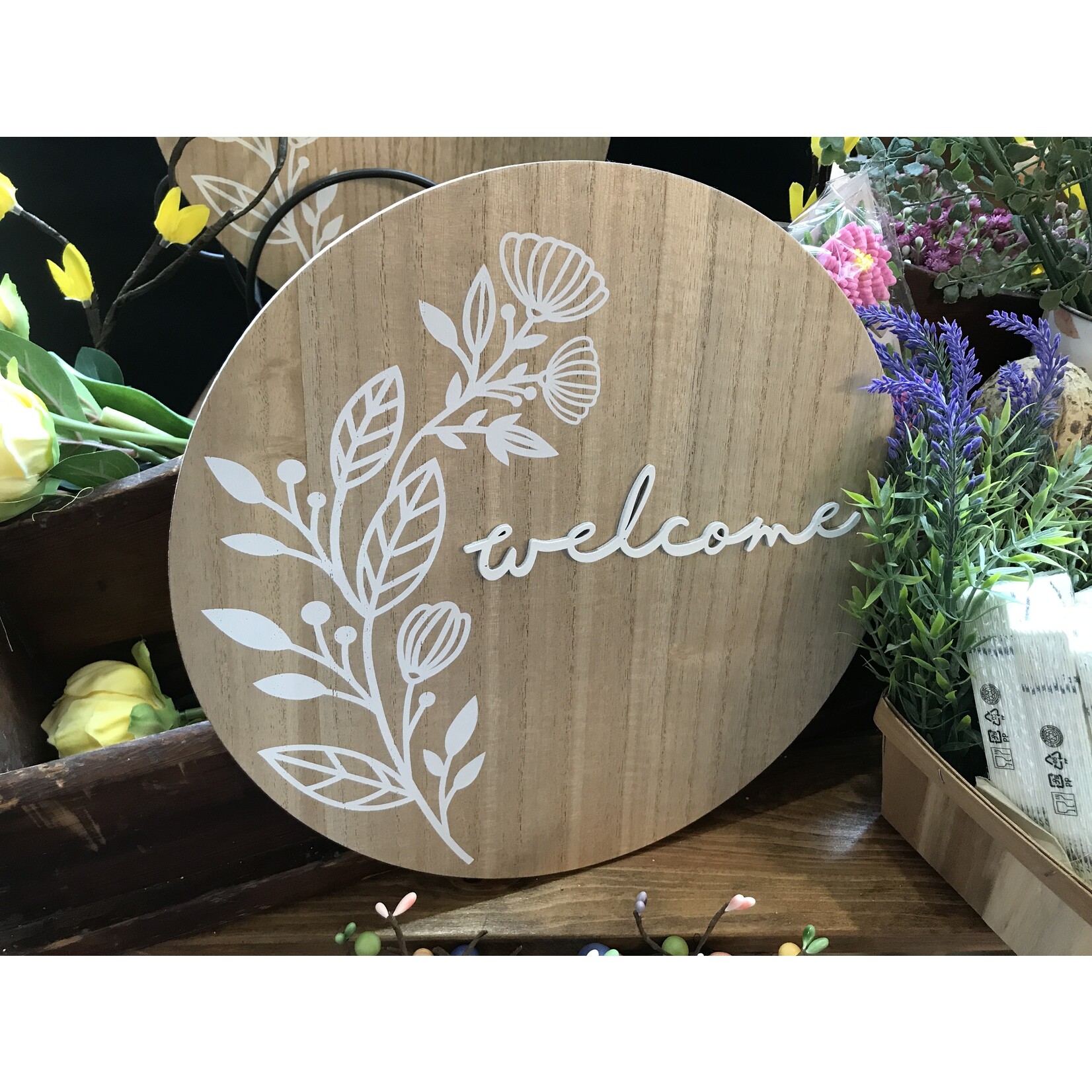 Welcome Flower Round Sign