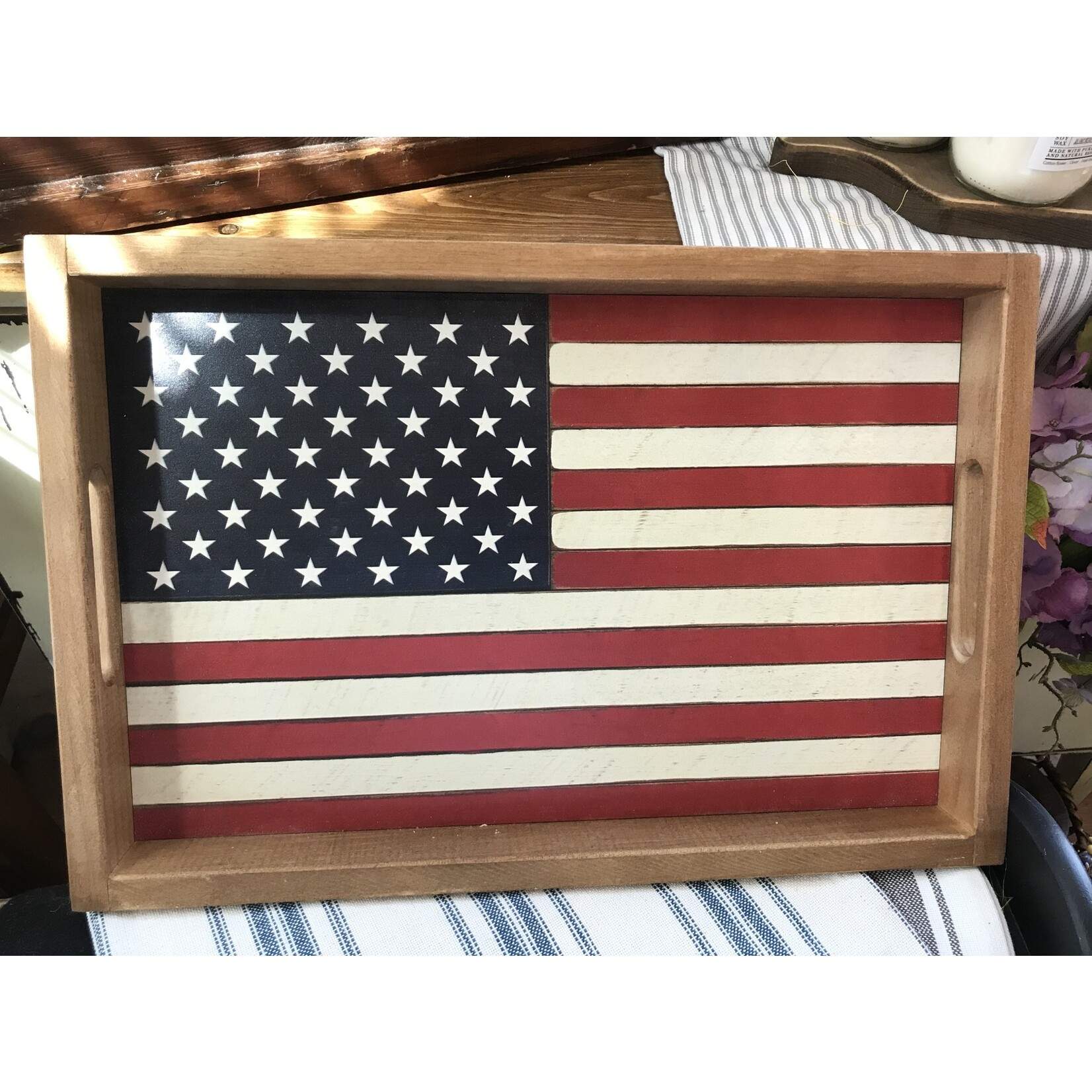 Rustic Marlin Flag Serving Tray