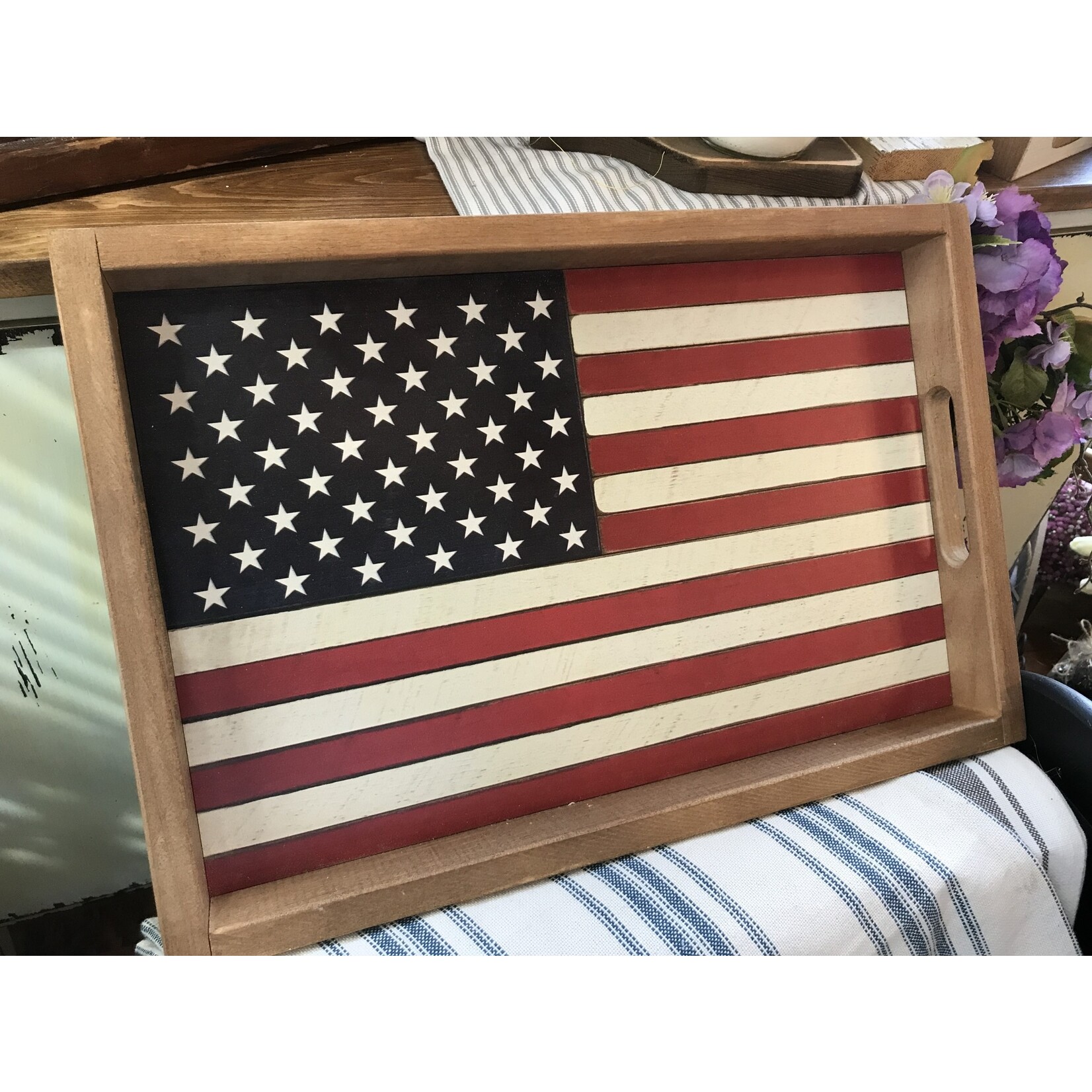 Rustic Marlin Flag Serving Tray