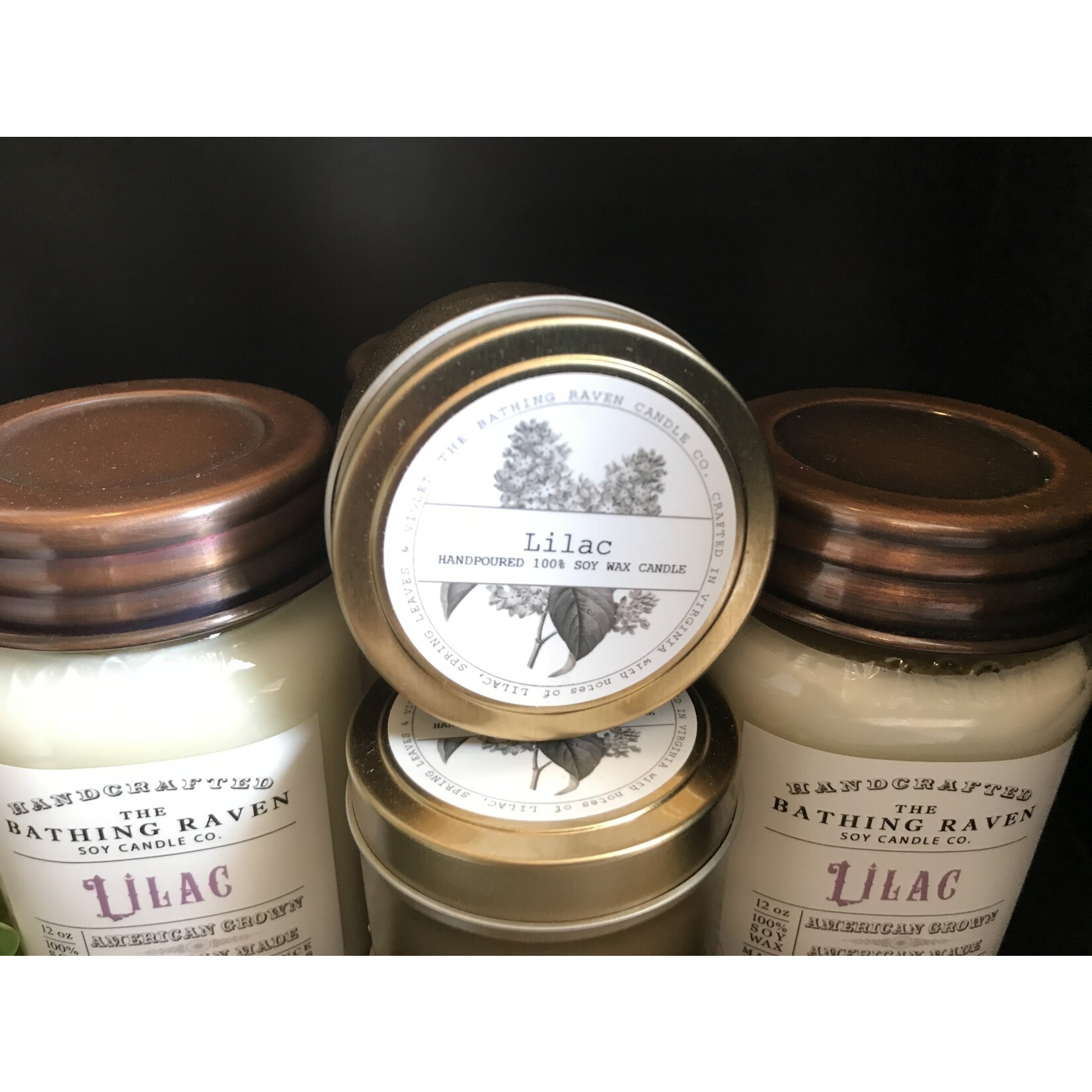 Bathing Raven Lilac Gold Tin