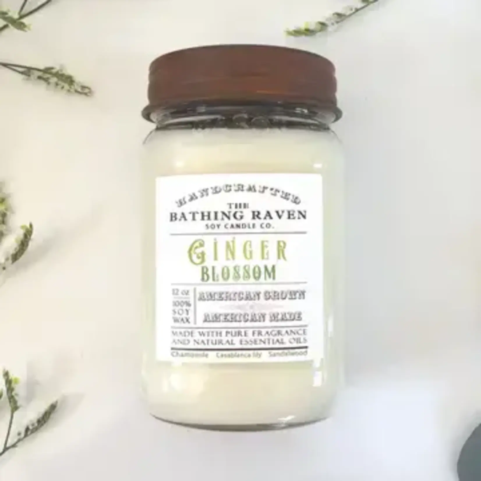 Bathing Raven Ginger Blossom Mason Jar
