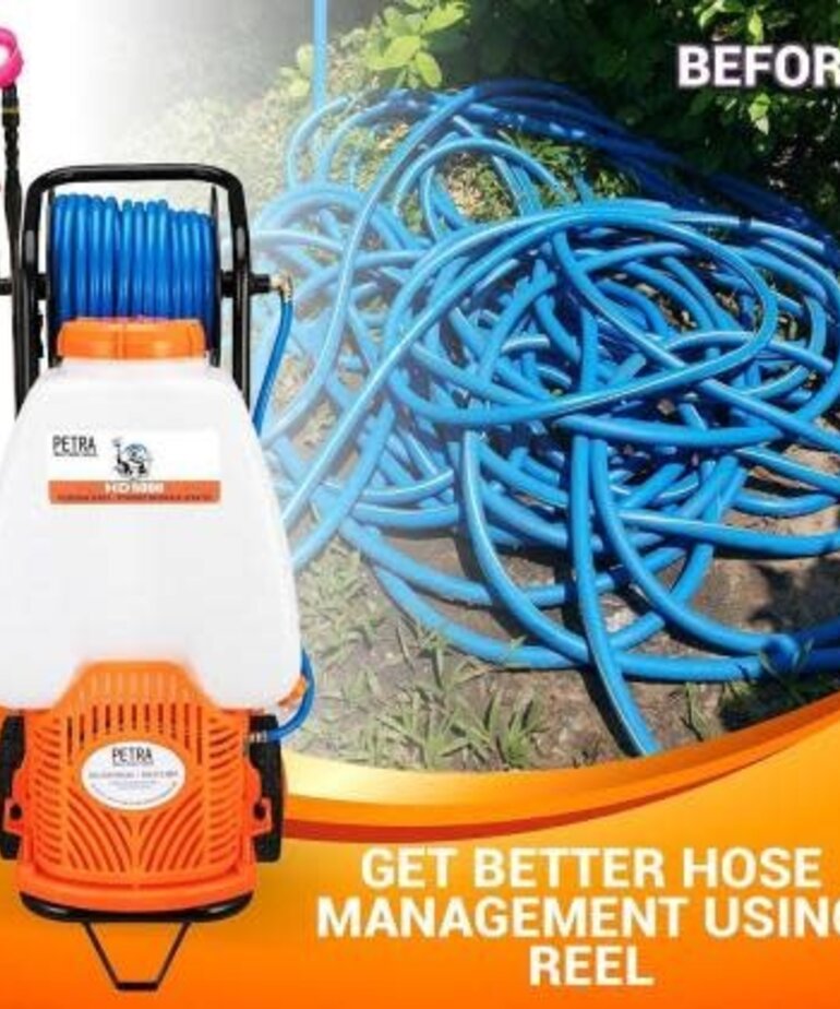 Petra PetraTools Powered Backpack Sprayer with Custom Fitted Cart and 100 Foot Commercial Hose, 2 Hoses Included, Commercial Quality Heavy Duty Sprayer (6.5 Gallon Cart Sprayer)
