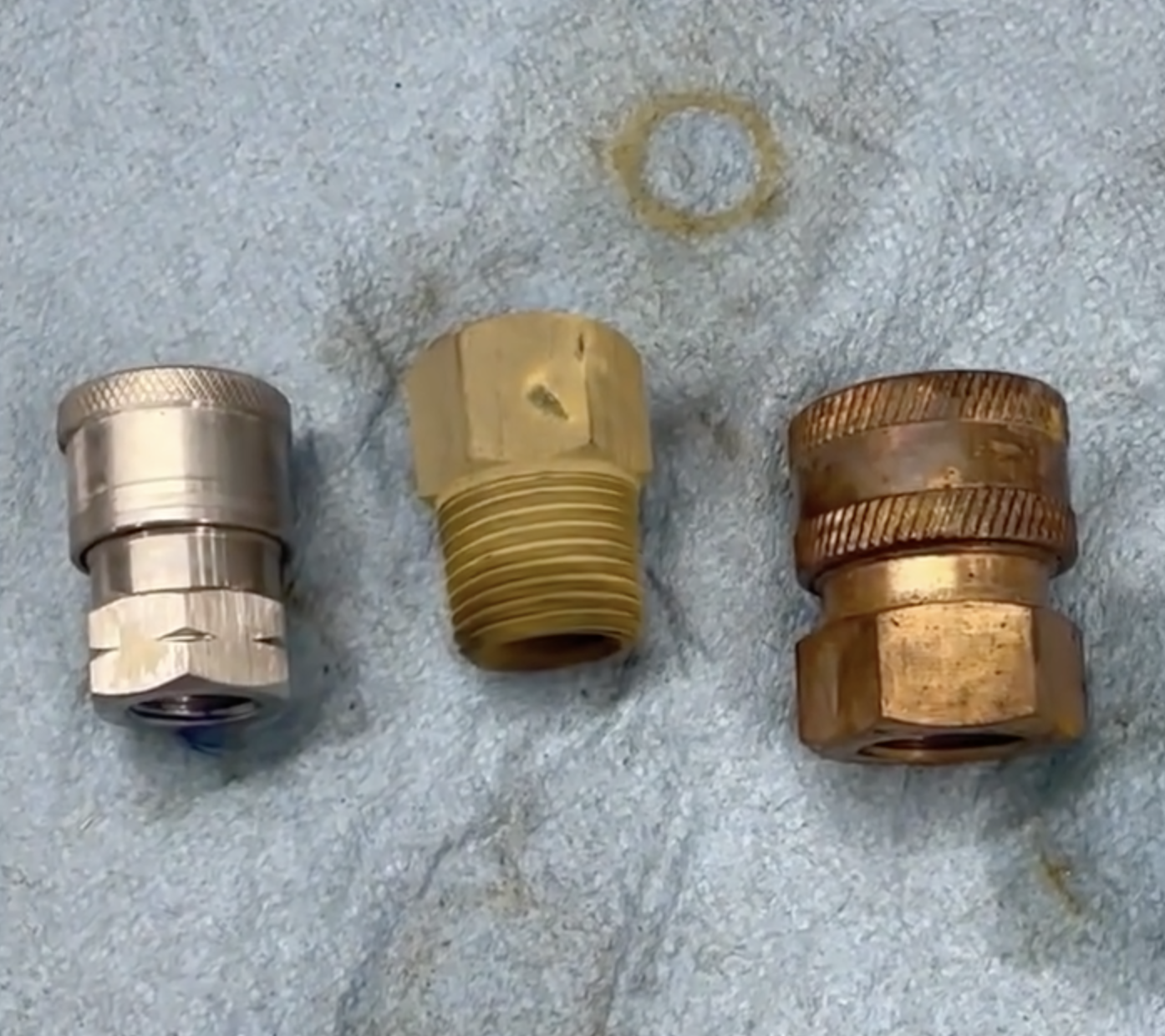 Testing power washing parts - Stainless Steel, Steel and Brass in Acid for 2 Days