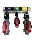 1" High Flow Acrylic Manifold Metering Valve -  2 Large Valves 1 Soap Valve