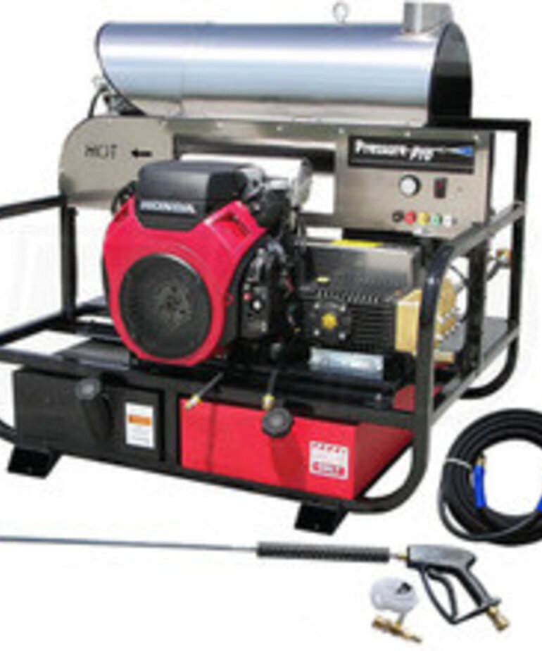 Pressure Pro Pressure-Pro Professional 3500 PSI (Gas - Hot Water) Super Skid Belt-Drive Pressure Washer w/ General Pump & Electric Start Honda GX690 Engine